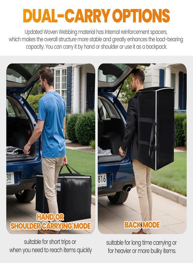 StoreHappily Heavy-Duty & Extra Capacity Moving Bags with Backpack Straps, Storage Totes with Double Zipper & Strong Handles, Packing Bags Alternative to Moving Boxes, Moving Supplies (6 Pack, Black) - Image 3
