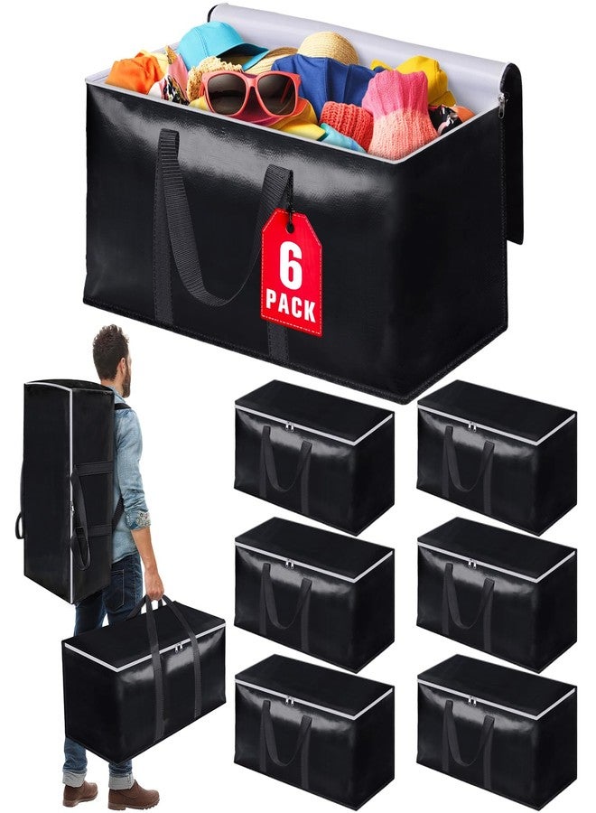 StoreHappily Heavy-Duty & Extra Capacity Moving Bags with Backpack Straps, Storage Totes with Double Zipper & Strong Handles, Packing Bags Alternative to Moving Boxes, Moving Supplies (6 Pack, Black) - Image 1