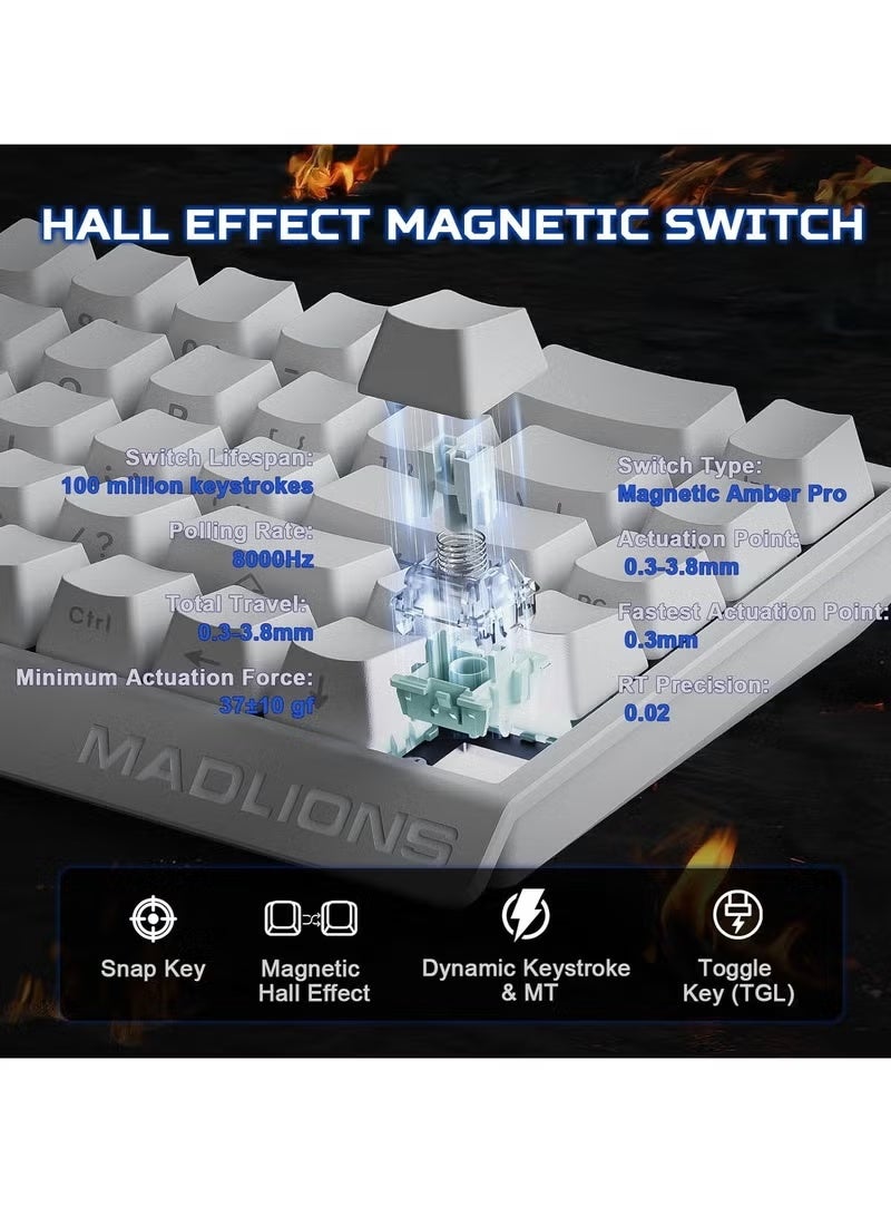 MADLIONS Mad68 HE RGB Mechanical Keyboard Magnetic Switches Hot Swap 8000hz 0.02mm FPS Preium Gaming Keyboard Quick Trigger Portable White Best Gaming Keyboard Special figt for Birthday, Anniversar Wishes - Image 5