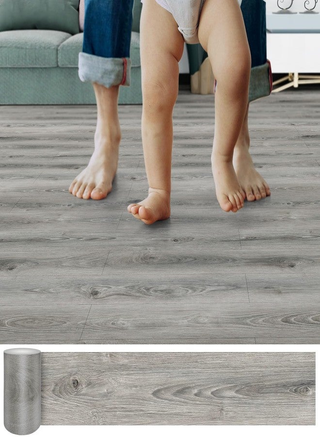 Lareko Peel and Stick Floor Tile, 36 Pack 54 Sq.Ft, Waterproof Wood Grain Look Floor Tile, Self-Adhesive DIY Flooring Tiles for Transfer Bathroom Bedroom, Living Room, Kitchen （36" x 6"，Smoke Grey） - Image 1