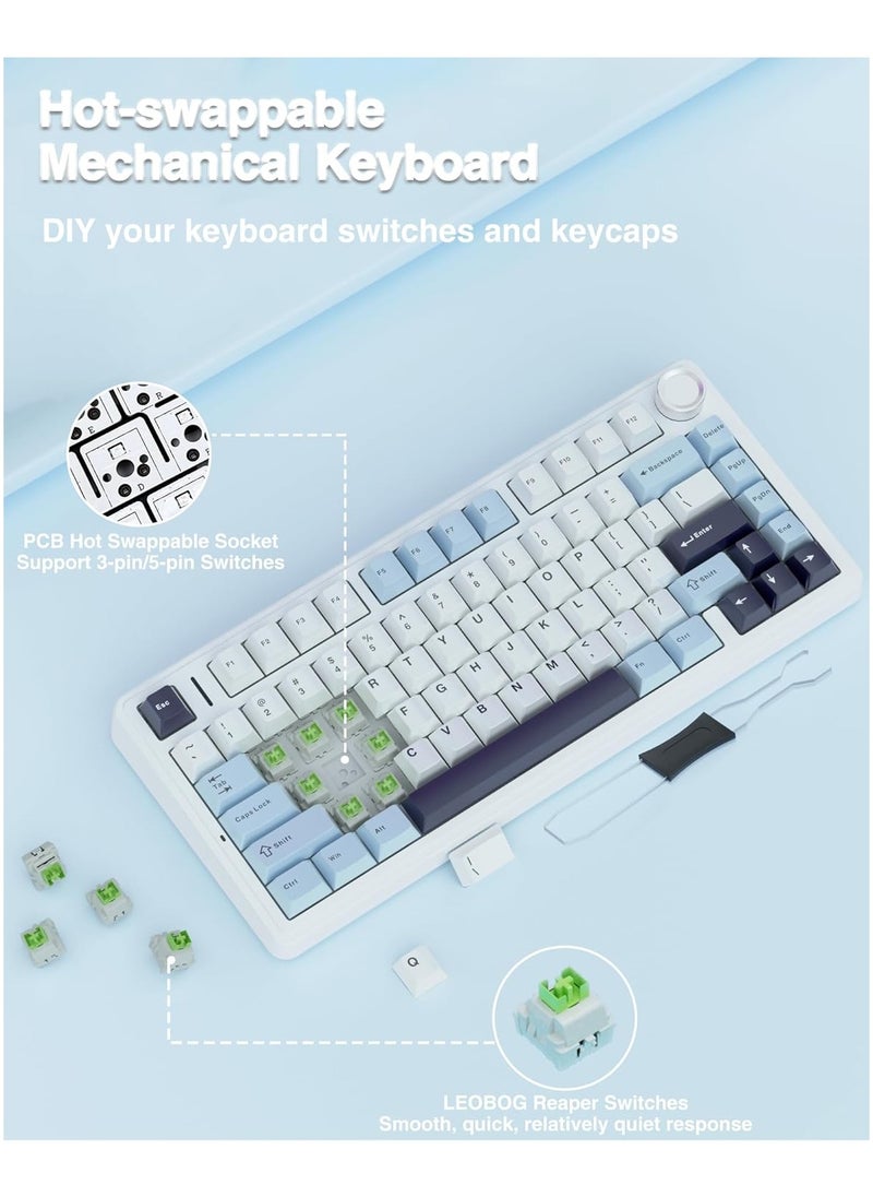 AULA - F75 75% Wireless Mechanical Keyboard,Gasket Hot Swappable Custom Keyboard,Pre-lubed Reaper Switches RGB Backlit Gaming Keyboard,2.4GHz/Type-C/BT5.0 Mechanical Keyboard - Image 1