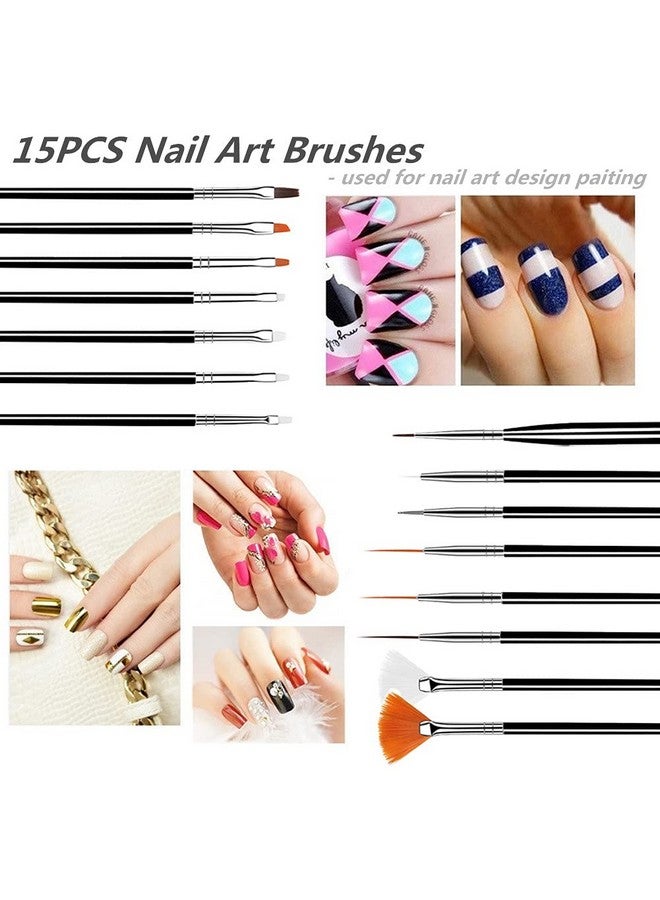 فلينجوي 20 قطعة من أدوات تصميم فن الأظافر، مجموعة 15 قطعة من فرش الرسم (أسود) مع 5 قطع من أقلام التنقيط - Image 3