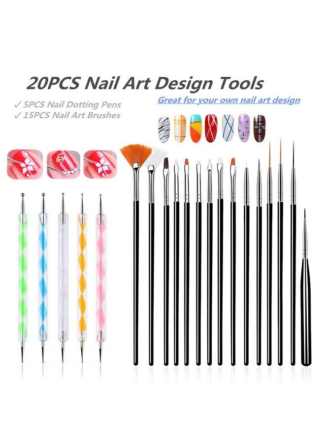فلينجوي 20 قطعة من أدوات تصميم فن الأظافر، مجموعة 15 قطعة من فرش الرسم (أسود) مع 5 قطع من أقلام التنقيط - Image 4