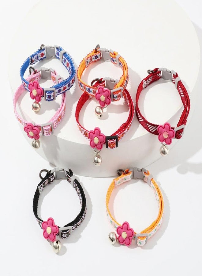 Weimostar Orange Dog Bell Collar Leash Set, Soft Flower Cat Collars Adjustable Buckle for XS Extra Small Tiny Female Male Boys Girls Pet Kitten Puppy Teacup Yorkie X-Small - Image 2
