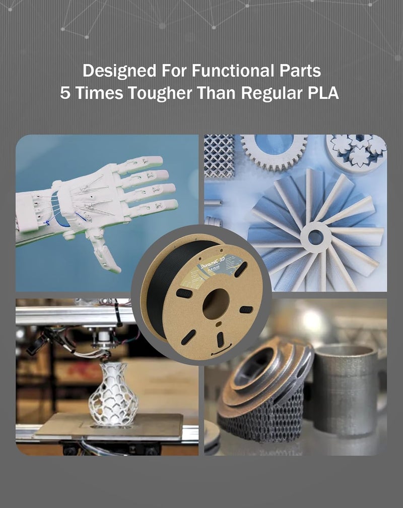 DURAMIC 3D PLA+ Filament 1.75mm 1Kg Black, PLA Plus Filament 1Kg Spool(2.2lbs) Tougher and Stronger, Dimensional Accuracy Probability +/- 0.02mm - Image 5