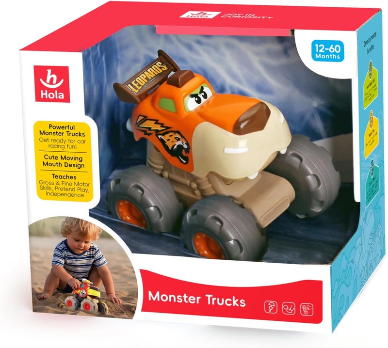 HOLA Monster Leopard Truck Toy for Toddlers – Friction Powered Push & Go Vehicle with Button-Activated Mouth Action – Fun Animal Truck for Boys & Girls 12 Months+ - Image 5