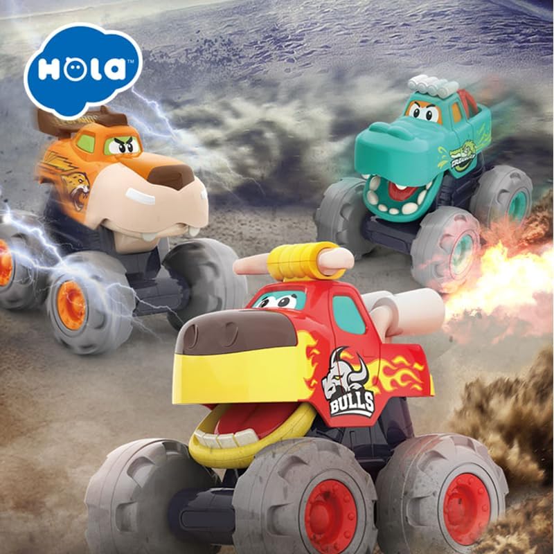 HOLA Monster Leopard Truck Toy for Toddlers – Friction Powered Push & Go Vehicle with Button-Activated Mouth Action – Fun Animal Truck for Boys & Girls 12 Months+ - Image 3