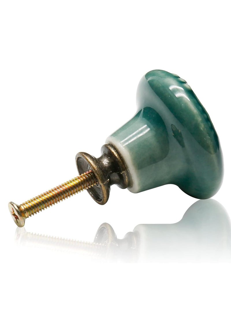 Drawer Knobs Greyish Green Cabinet Knobs Retro Ceramic Dresser Knobs 33mm Drawer Knobs Door Knobs Drawer Pulls Dresser Handles with Mounting Screws  6pcs 1.3" - Image 3
