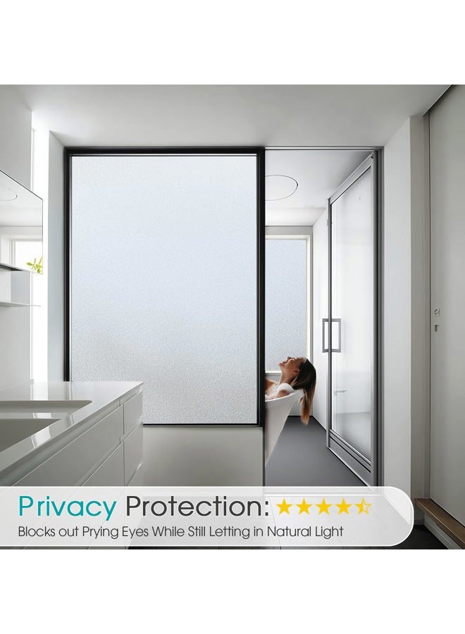 Coavas Privacy Window Film Sun UV Blocking Frosted Static Clings Non Adhesive Opaque Vinyl Decorative Glass Door Stickers Heat Control Coverings for Bathroom(11.8 x 78.7 Inch, Matter Pure) - Image 2
