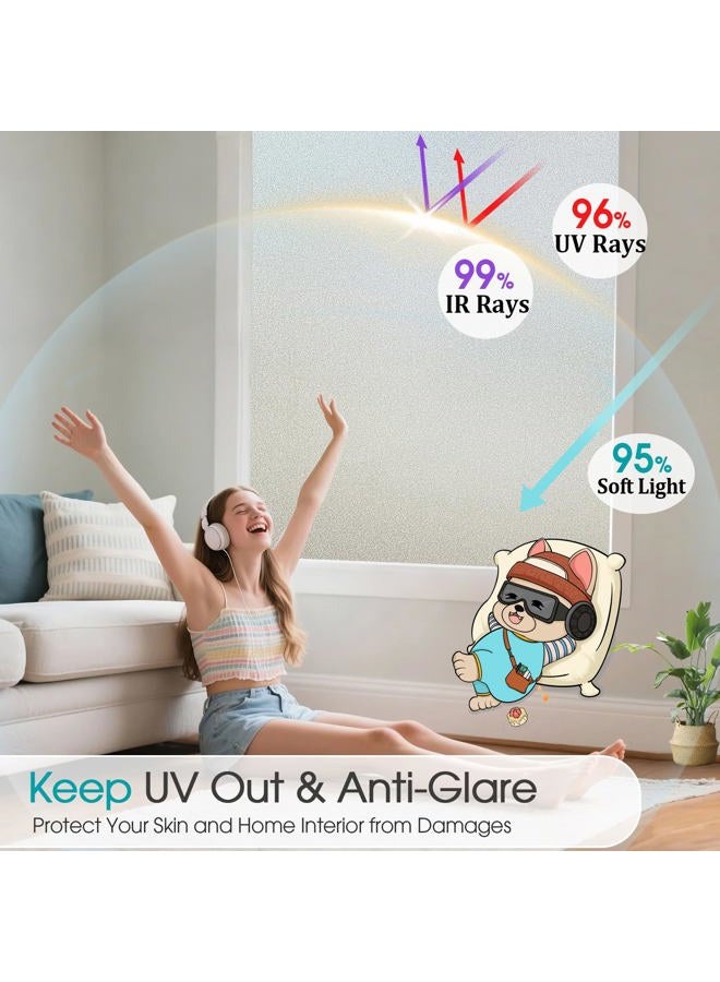Coavas Privacy Window Film Sun UV Blocking Frosted Static Clings Non Adhesive Opaque Vinyl Decorative Glass Door Stickers Heat Control Coverings for Bathroom(11.8 x 78.7 Inch, Matter Pure) - Image 4