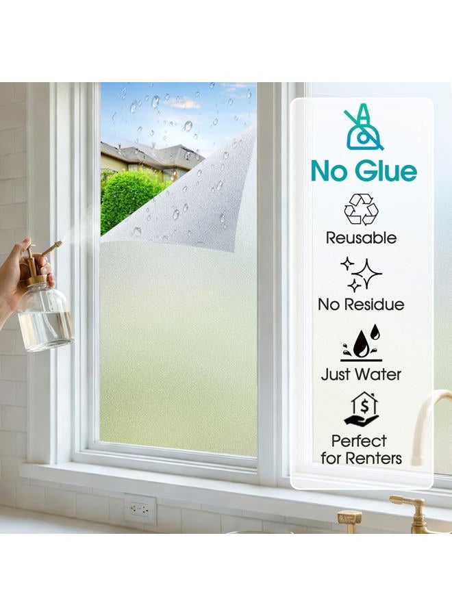 Coavas Privacy Window Film Sun UV Blocking Frosted Static Clings Non Adhesive Opaque Vinyl Decorative Glass Door Stickers Heat Control Coverings for Bathroom(11.8 x 78.7 Inch, Matter Pure) - Image 3