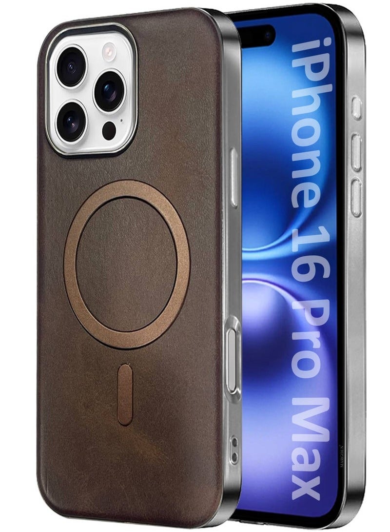CATANES iPhone 16 Pro Max Leather Case, Compatible with Magsafe, Vintage Aesthetic, Comfort Grip, Camera Bump Frame