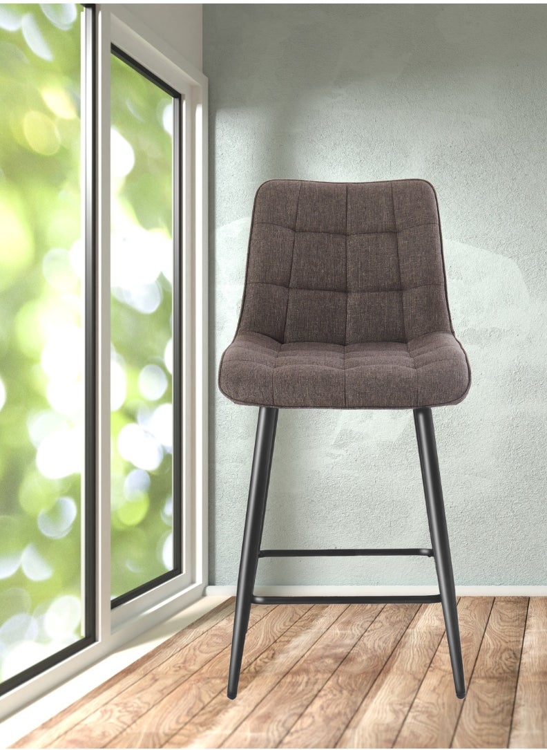 AFT Modern Upholstered Bar Stool with Backrest – High-Density Foam Cushion, Sturdy Metal Legs, and Ergonomic Design – 95cm Total Height, 64cm Seat Height, 47cm Seat Width, 45cm Seat Depth, 57.5cm Leg Spread – Maximum Weight Capacity 150 KG – Ideal for reception table, Kitchen Islands, Breakfast Bars, and Home Dining. Brown (Arfan)  - Image 2