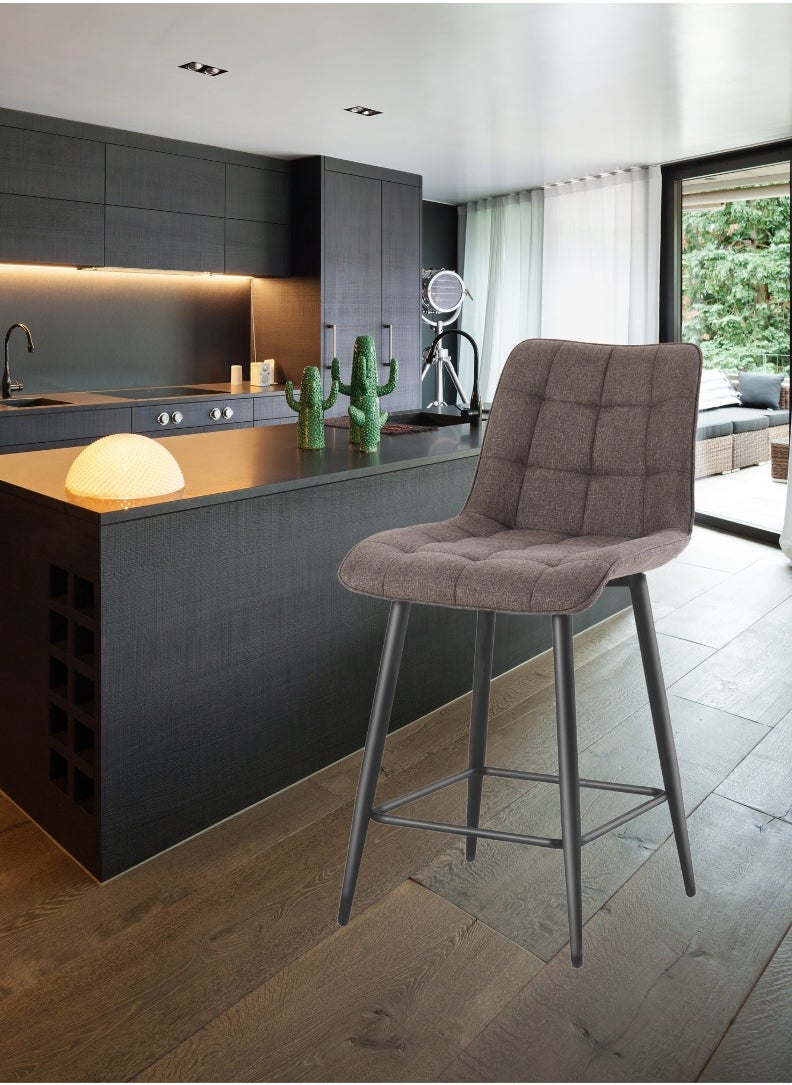 AFT Modern Upholstered Bar Stool with Backrest – High-Density Foam Cushion, Sturdy Metal Legs, and Ergonomic Design – 95cm Total Height, 64cm Seat Height, 47cm Seat Width, 45cm Seat Depth, 57.5cm Leg Spread – Maximum Weight Capacity 150 KG – Ideal for reception table, Kitchen Islands, Breakfast Bars, and Home Dining. Brown (Arfan)  - Image 4