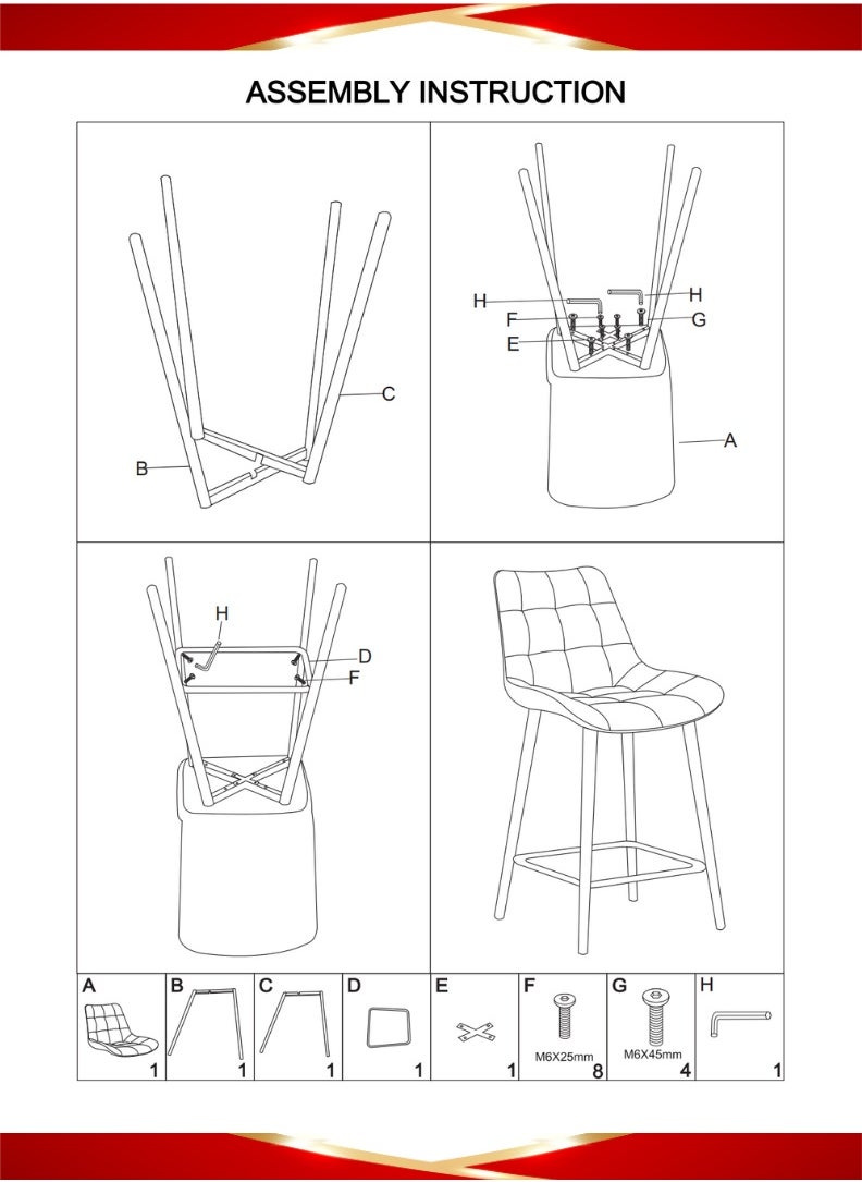 Modern Upholstered Bar Stool with Backrest – High-Density Foam Cushion, Sturdy Metal Legs, and Ergonomic Design – 95cm Total Height, 64cm Seat Height, 47cm Seat Width, 45cm Seat Depth, 57.5cm Leg Spread – Maximum Weight Capacity 150 KG – Ideal for reception table, Kitchen Islands, Breakfast Bars, and Home Dining. Brown (Arfan)
