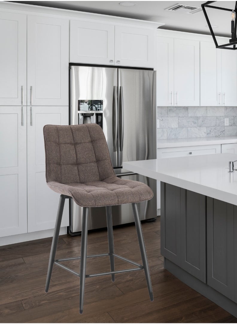 Modern Upholstered Bar Stool with Backrest – High-Density Foam Cushion, Sturdy Metal Legs, and Ergonomic Design – 95cm Total Height, 64cm Seat Height, 47cm Seat Width, 45cm Seat Depth, 57.5cm Leg Spread – Maximum Weight Capacity 150 KG – Ideal for reception table, Kitchen Islands, Breakfast Bars, and Home Dining. Brown (Arfan)