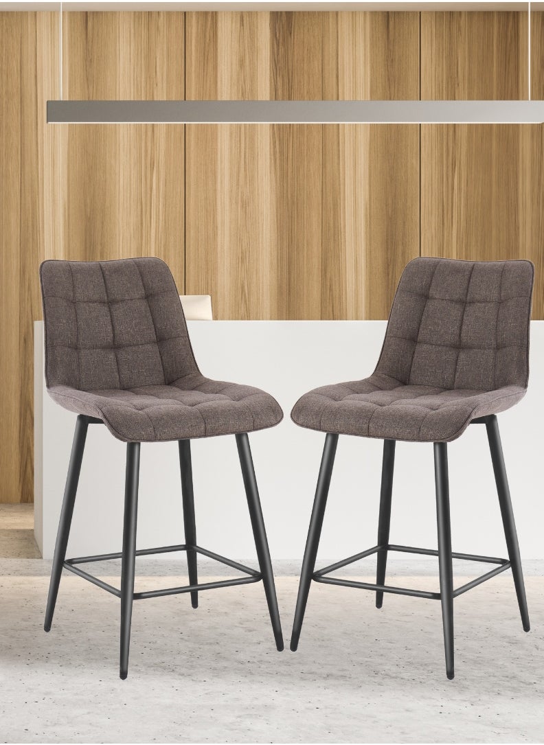 Modern Upholstered Bar Stool with Backrest – High-Density Foam Cushion, Sturdy Metal Legs, and Ergonomic Design – 95cm Total Height, 64cm Seat Height, 47cm Seat Width, 45cm Seat Depth, 57.5cm Leg Spread – Maximum Weight Capacity 150 KG – Ideal for reception table, Kitchen Islands, Breakfast Bars, and Home Dining. Brown (Arfan)