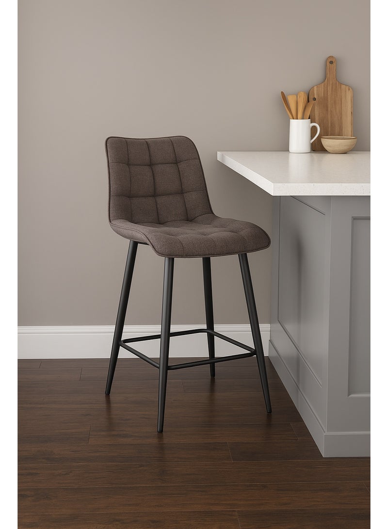 اي اف تي كرسي بار عصري مُنجّد مع مسند ظهر - وسادة إسفنجية عالية الكثافة، أرجل معدنية متينة، وتصميم مريح - الارتفاع الإجمالي 95 سم، ارتفاع المقعد 64 سم، عرض المقعد 47 سم، عمق المقعد 45 سم، باعث الأرجل 57.5 سم - أقصى وزن يتحمل 150 كجم - مثالي لطاولات الاستقبال، وجزر المطبخ، وطاولات الإفطار، والطعام المنزلي. بني (عرفان) - Image 1