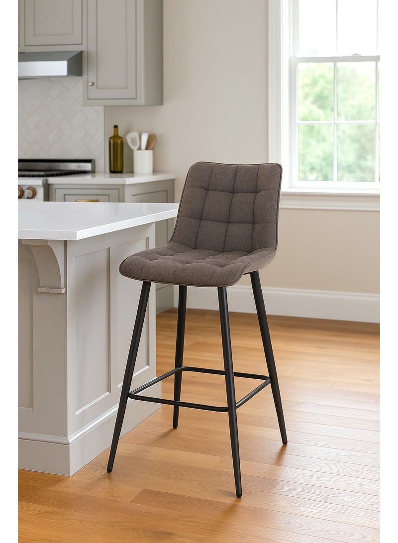 اي اف تي كرسي بار عصري مُنجّد مع مسند ظهر - وسادة إسفنجية عالية الكثافة، أرجل معدنية متينة، وتصميم مريح - الارتفاع الإجمالي 95 سم، ارتفاع المقعد 64 سم، عرض المقعد 47 سم، عمق المقعد 45 سم، باعث الأرجل 57.5 سم - أقصى وزن يتحمل 150 كجم - مثالي لطاولات الاستقبال، وجزر المطبخ، وطاولات الإفطار، والطعام المنزلي. بني (عرفان) - Image 2