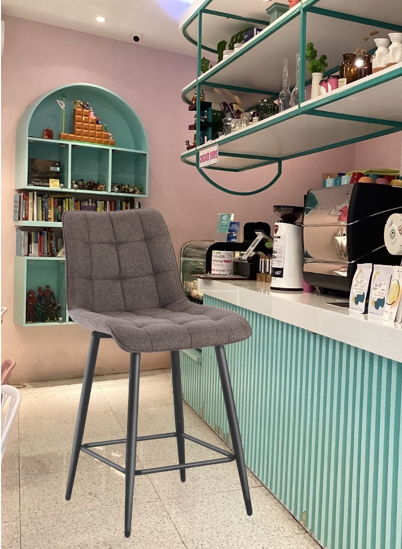 اي اف تي كرسي بار عصري مُنجّد مع مسند ظهر - وسادة إسفنجية عالية الكثافة، أرجل معدنية متينة، وتصميم مريح - الارتفاع الإجمالي 95 سم، ارتفاع المقعد 64 سم، عرض المقعد 47 سم، عمق المقعد 45 سم، باعث الأرجل 57.5 سم - أقصى وزن يتحمل 150 كجم - مثالي لطاولات الاستقبال، وجزر المطبخ، وطاولات الإفطار، والطعام المنزلي. بني (عرفان) - Image 4