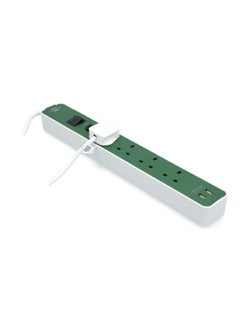 Brennenstuhl 4-Way Dual USB Extension Cord Green and White 3 m 1153243029  - Image 2