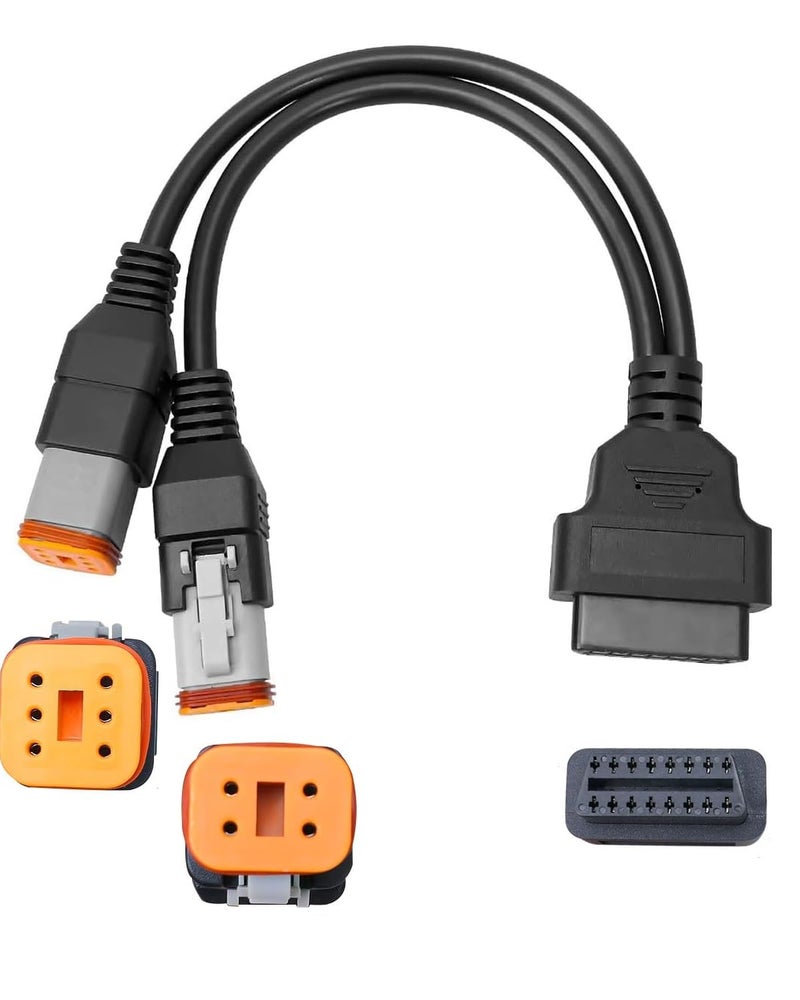AUGREX Motorcycle Obd2 Scanner Diagnostic Adapter Cable 4pin  6pin 2 in 1 Fit for Harley Davidson to OBD 16pin Work with OBD2 Scanner Diagnostic Tool J1850 etc