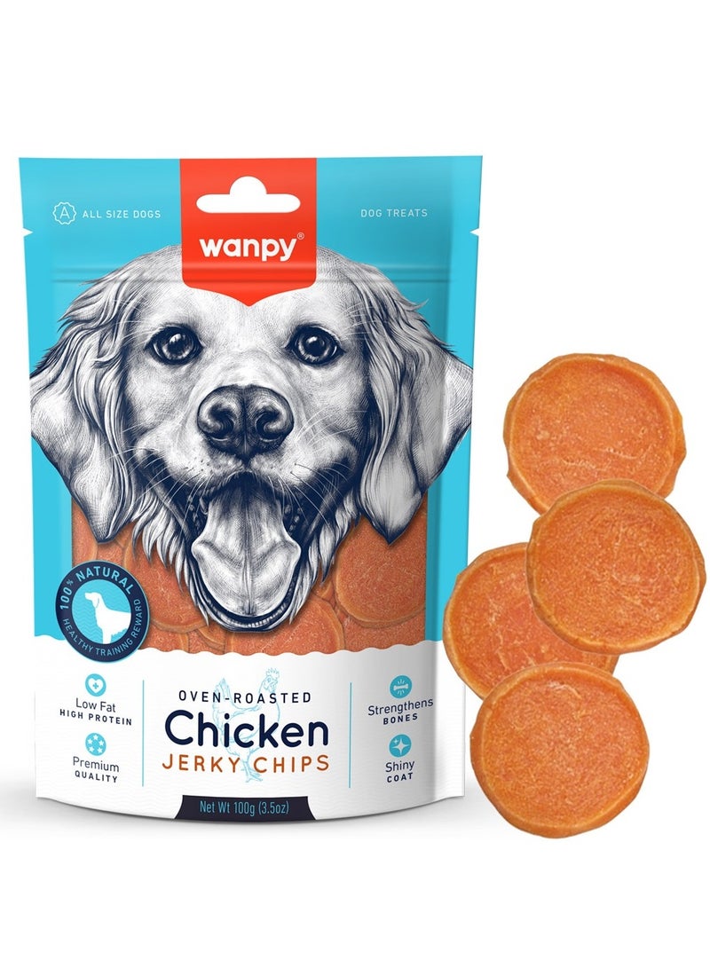 Oven Roasted Chicken Jerky Chips Dog And Puppy Treats 100g