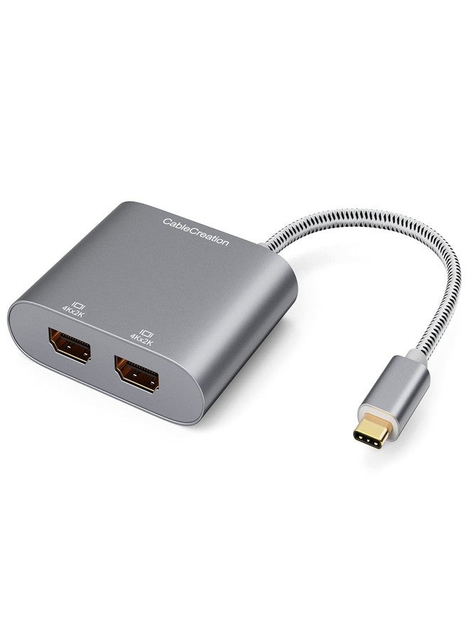 CableCreation USB C to Dual HDMI 4K, USB Type C (Compatible Thunderbolt 3) to 2 HDMI Adapter, Compatible with MacBook Pro 2019/2018/2017,XPS 13/Surface Book 2,Chromebook Pixel, Yoga 710, Aluminum Gray - Image 1