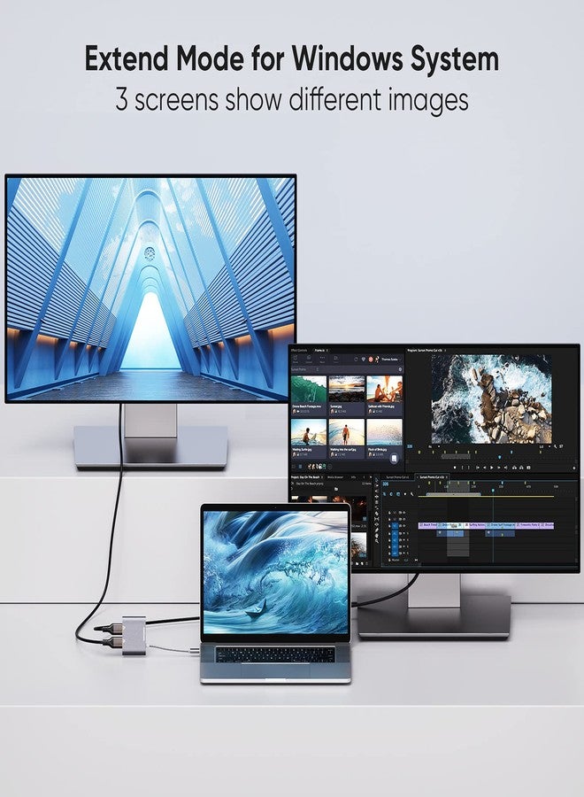 CableCreation USB C to Dual HDMI 4K, USB Type C (Compatible Thunderbolt 3) to 2 HDMI Adapter, Compatible with MacBook Pro 2019/2018/2017,XPS 13/Surface Book 2,Chromebook Pixel, Yoga 710, Aluminum Gray - Image 4