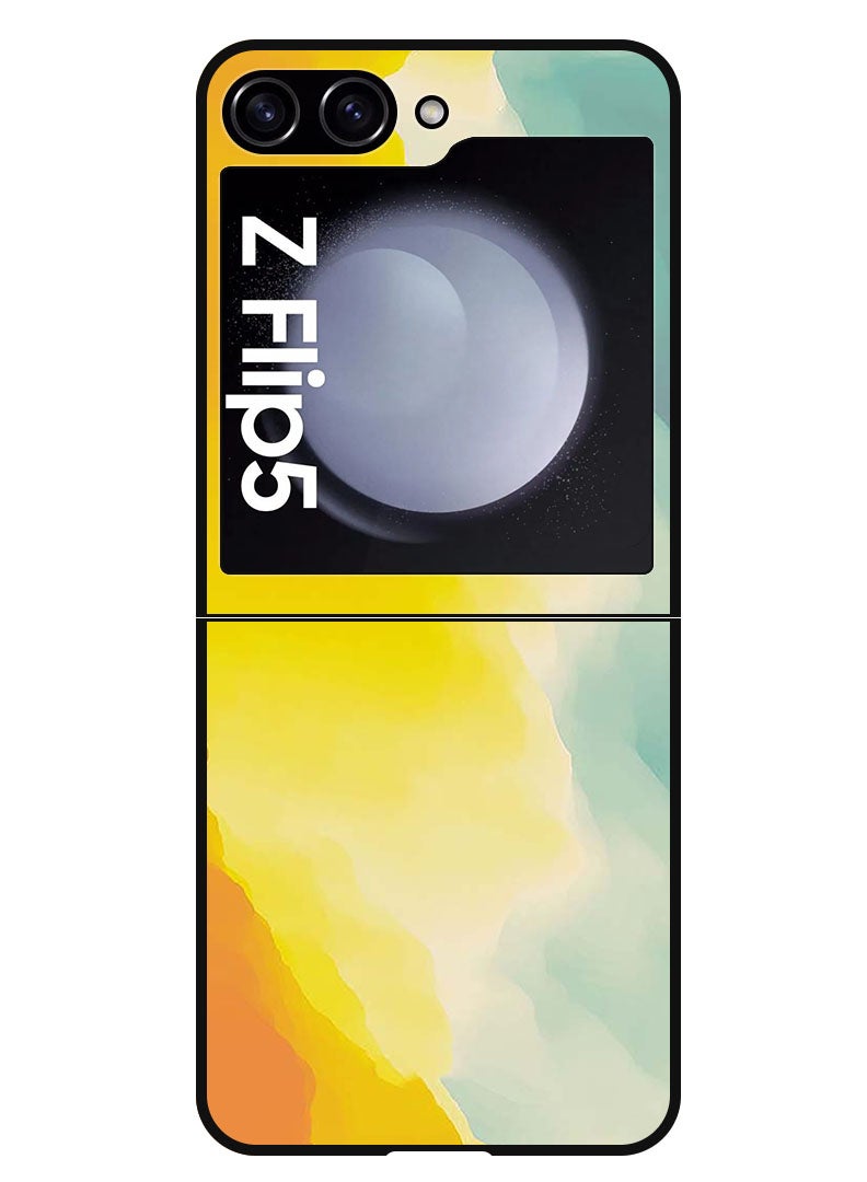 Theodor Protective Case Anti Scratch Shock Proof Bumper Cover For Samsung Galaxy Z Flip 5 Shades Of Blue Yellow Orange - Image 1
