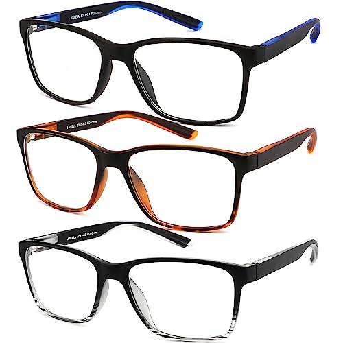 JJWELL 3 Pack Reading Glasses for Men Blue Light Blocking with Spring Hinge, Anti Eyestrain/Dryness/UV Large Wide Square Readers for Men, Two Tone Computer Reader Glasses Eyeglass(1.75 Strength) - Image 1