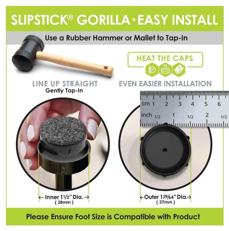 Slipstick Don'T Scratch Your Deck Gorilla Outdoor 1-1/2 Inch Patio Furniture Feet Caps (8 Pack) Floor Protecting Replacement Feet Glides For Metal Outdoor Furniture, Weatherproof Berber Sliders - Image 4