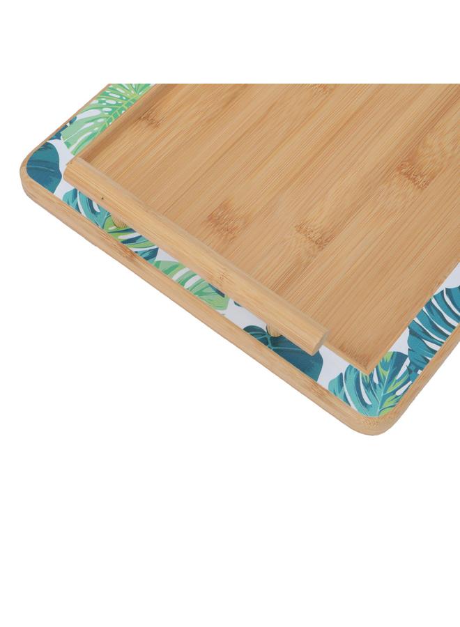 السيف  طبق تقديم خشبي مستطيل مزخرف مقاس 39×17×2 سم، بيج كبير - Image 3