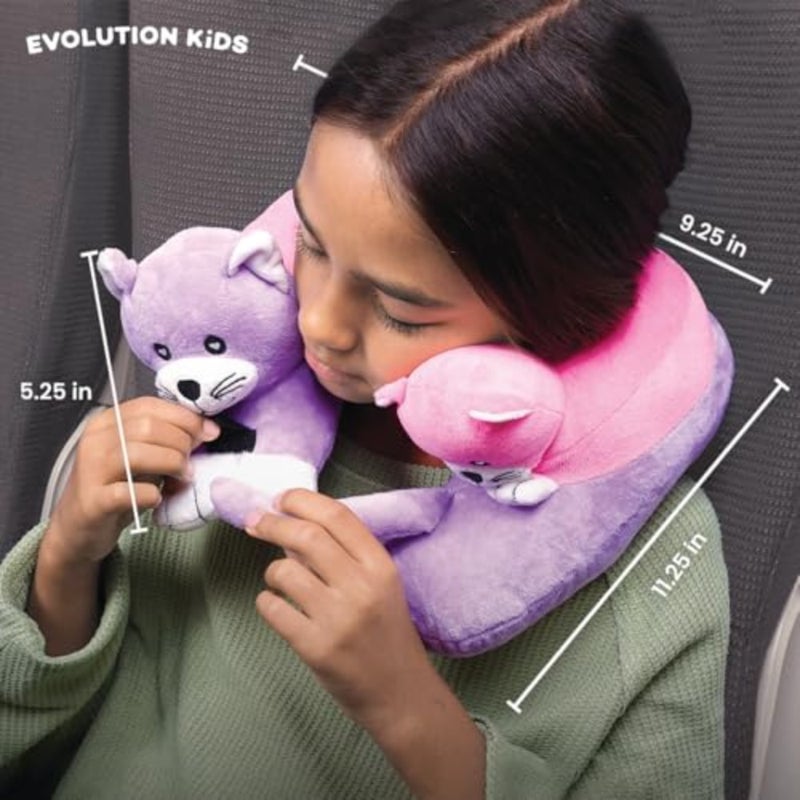 Evolution Travel Pillow with Innovative Chin Strap and Head Support, Super Soft and Fun 's Pillow Design for Comfortable Travel Dolls - Image 5
