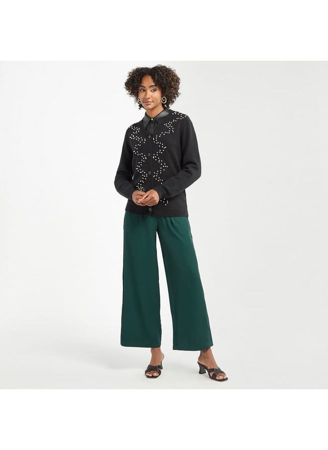 FAV Embellished Button Through Cardigan with Long Sleeves  - Image 2