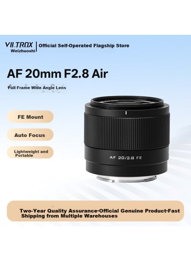 Viltrox Af 20mm F2.8 Fe Sony Full-frame Auto Focus Ultra-wide Prime Lens Compatible With A7m3, A7cii, Zve1, A7cr Mirrorless Cameras - Image 1