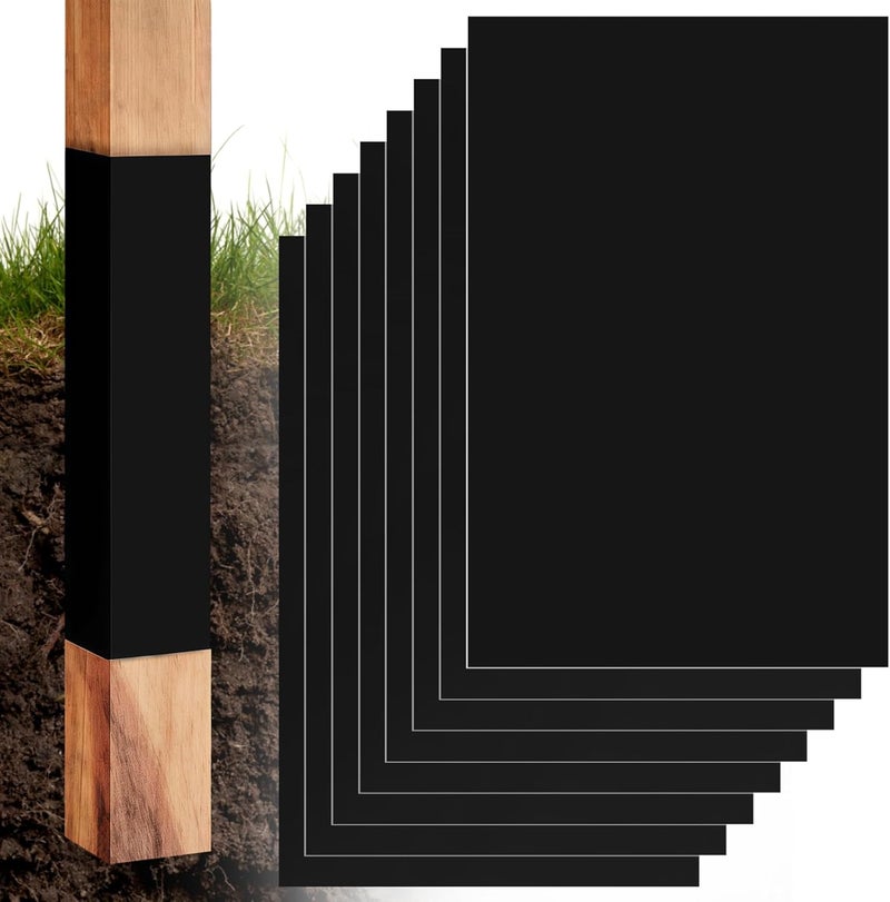 PVC Sleeves Fence Post Protectors 8 Pcs, Self-Adhesive Fence Guards, 3X3 & 4X4 Square Or Round Posts 3-5 Compatible, Easy Installation - Image 1