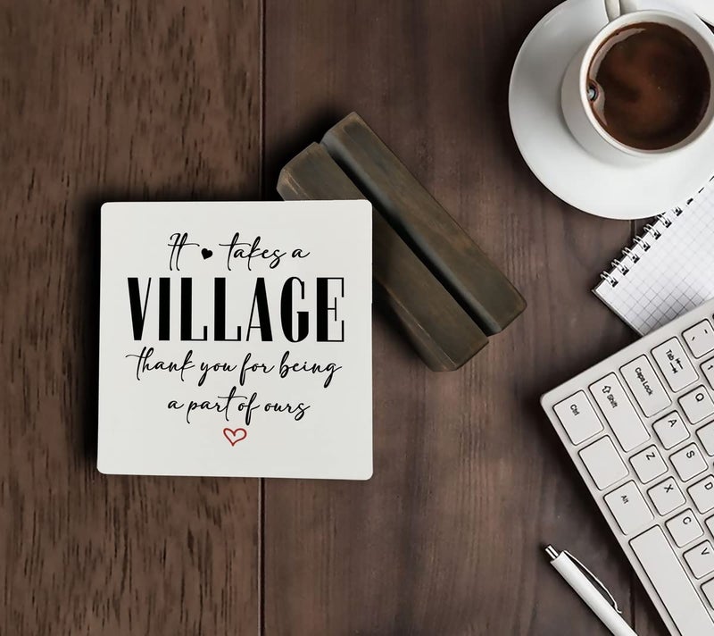 Gkwa Thank You Wood Plaque Gift  It Takes A Village Thank You for Being A Part of Ours  Plaque with Wooden Stand  Meaningful Wood Sign Plaque Gift  Child Care Worker Gift - Image 5