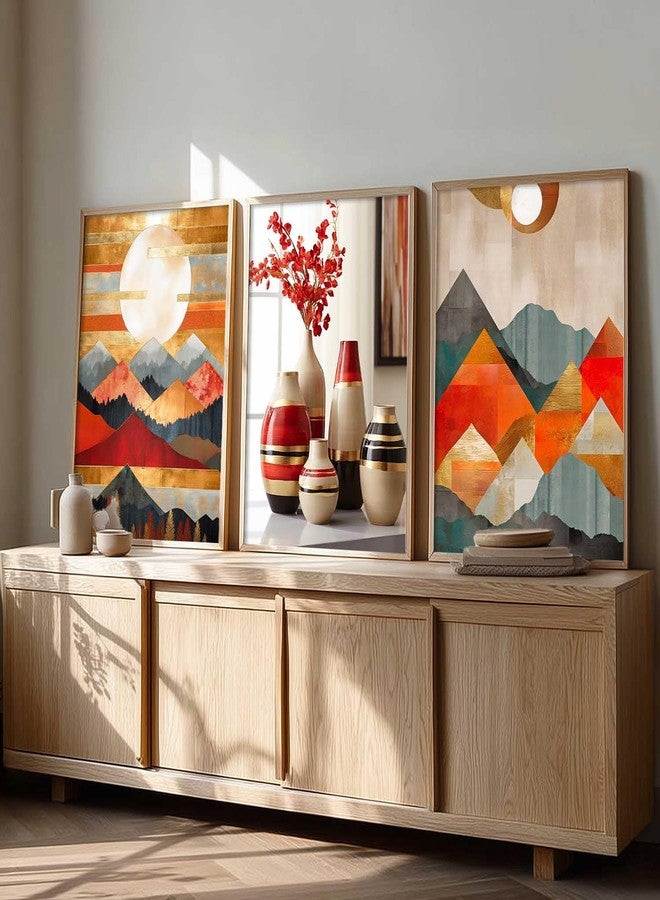 HOTHOUSE Decorative Abstract Wall Art Home Decor Modern Painting poster With Frame For Living Room Bed Room Hotel Wall Decor Digital Reprint Set of 3 (13X17 inch) - Image 1