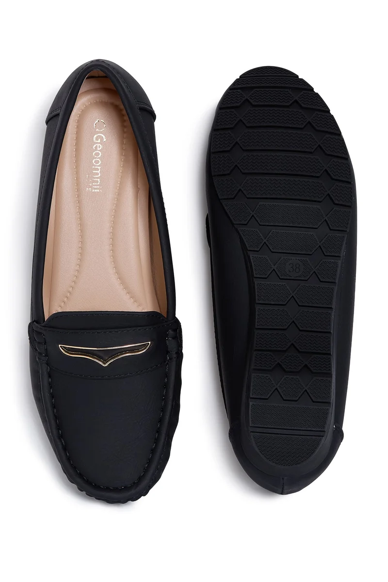 Geoomnii BLACK Geoomnii Closed Flat Shoes for Women – Comfortable Slip-On Ballet Flats for Office, Daily Wear & Casual Use for Women | Best Price UAE