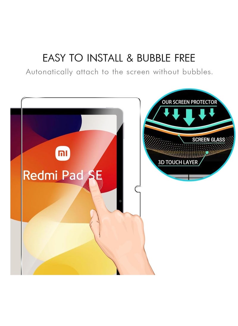 تي دبليو إي جي جي أو أن - واقي شاشة زجاجي من الزجاج المقسى لجهاز Redmi Pad SE مقاس 11 بوصة متوافق مع هاتف Redmi Pad SE مقاس 11 بوصة شفاف - Image 1