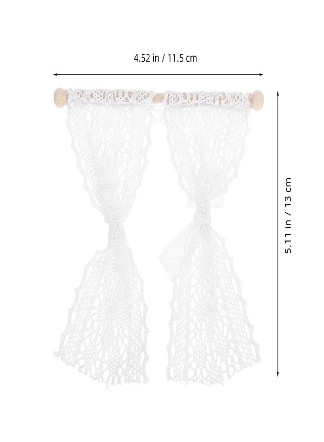 VICASKY 4Pcs 1:12 Scale Dollhouse Curtains Miniature White Lace Window Drapes with Wooden Rods Elegant Tiny Furniture Accessories for Diorama Bedroom Living Room Decor Photo Props - Image 5