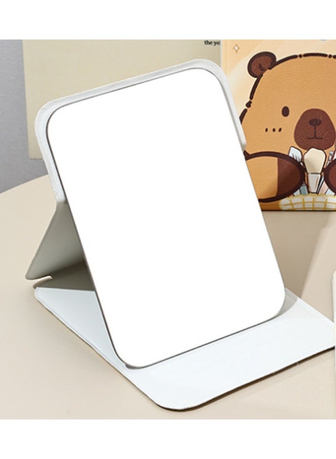 مرآة طي محمولة لطيفة مع حامل، مرآة مكياج للطالبات والسفر مقاس 21*15 سم - Image 1