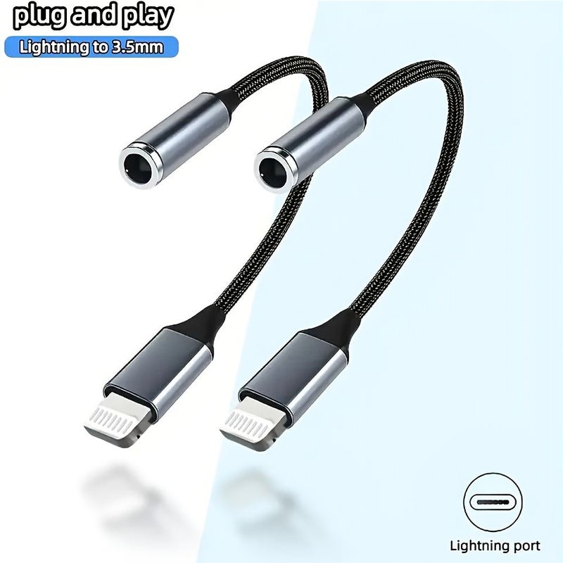 2pcs Lightning to 35mm Audio Converter for iPhone 7 8 X XS 11 12 13 14 Pro Max AUX - Image 1