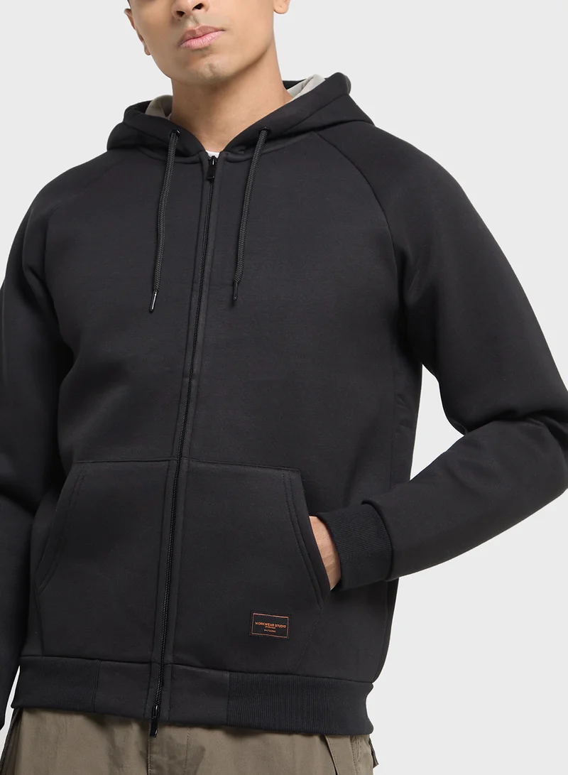اونلي اند سانز Bobbey Zip Through Pocket Detail Drawstring Hoodie