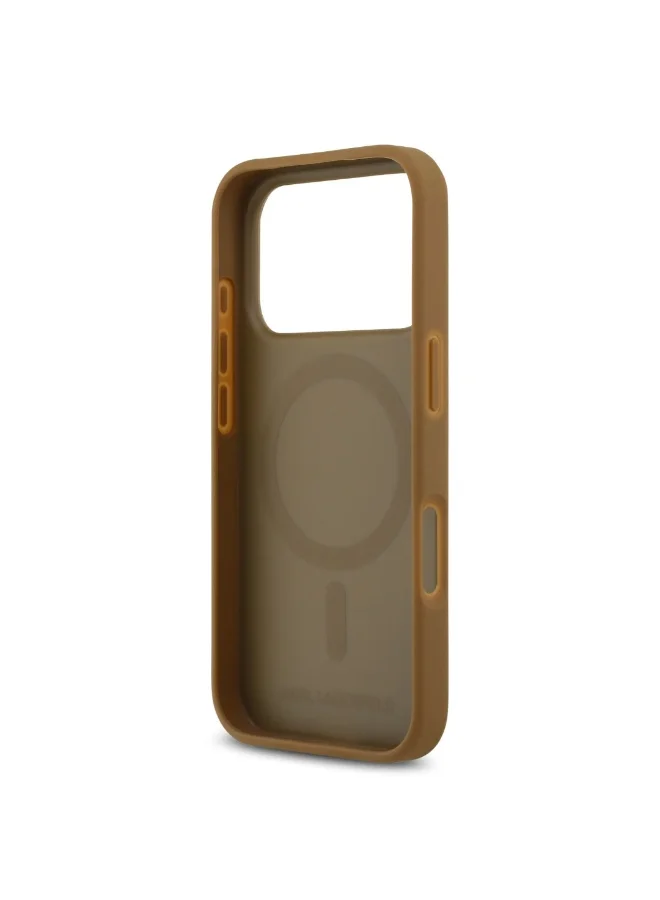 Karl Lagerfeld iPhone 17 Pro MagSafe Case / PU Leather Back Cover With Initial Deboosed Logo / Brown