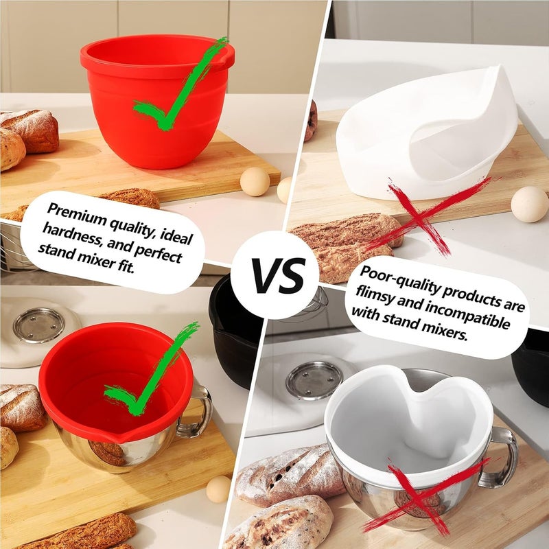 SOOPLEU For KitchenAid Silicone Bowl Insert, Silicone Bowl Liners for KitchenAid 5 Qt Tilt-Head Mixers, for KitchenAid Mixer Attachments, 3pcs Foldable Space-Saving Silicone Mixing Bowl Liners - Image 5