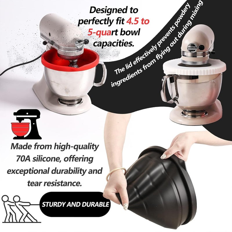 SOOPLEU For KitchenAid Silicone Bowl Insert, Silicone Bowl Liners for KitchenAid 5 Qt Tilt-Head Mixers, for KitchenAid Mixer Attachments, 3pcs Foldable Space-Saving Silicone Mixing Bowl Liners - Image 3