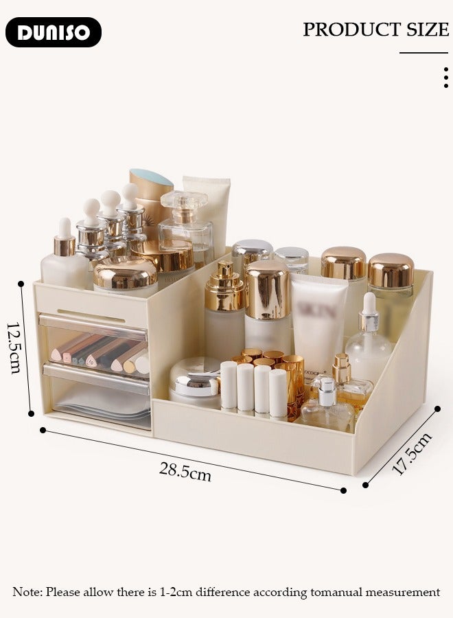 DUNISO Makeup Organizer with Drawers, Large Capacity Countertop Organizer, Desk Cosmetics Organizer for Skin Care,Brushes, Eyeshadow, Lotions, Lipstick, Nail Polish and Jewelry, Countertop Skincare Organizer for Vanity, Bathroom and Bedroom - Image 4