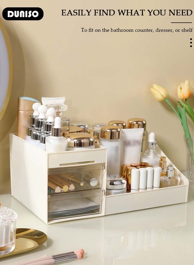 DUNISO Makeup Organizer with Drawers, Large Capacity Countertop Organizer, Desk Cosmetics Organizer for Skin Care,Brushes, Eyeshadow, Lotions, Lipstick, Nail Polish and Jewelry, Countertop Skincare Organizer for Vanity, Bathroom and Bedroom - Image 5